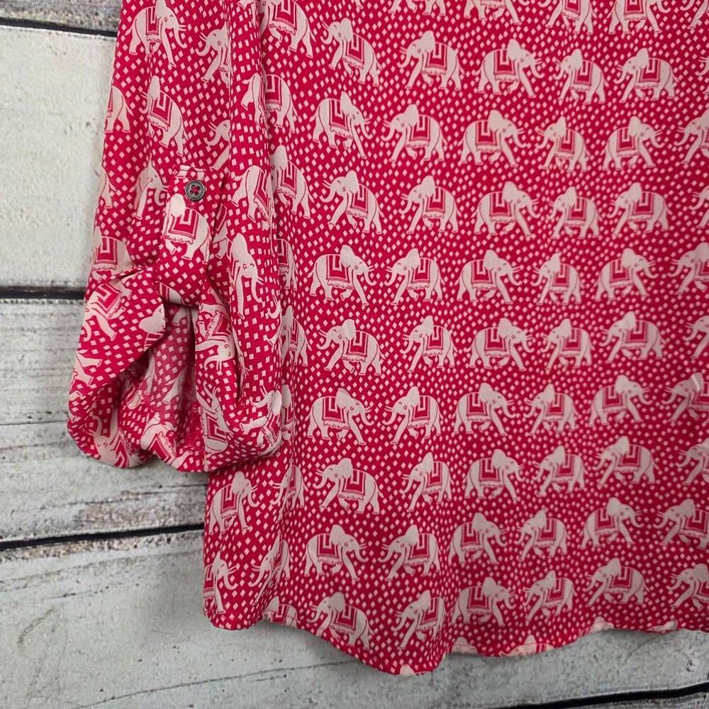 MIX by 41 Hawthorn Elephant Print Blouse Long Sleeve L - Picture 2 of 8